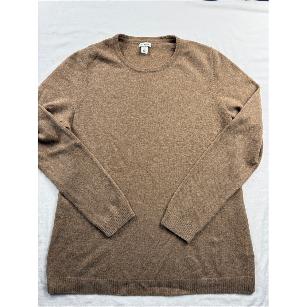 LL Bean Cashmere Sweater Womens XL Brown Crewneck Long Sleeve Knit 283586